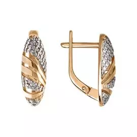 Серьги из красного и белого золота с фианитами 026264