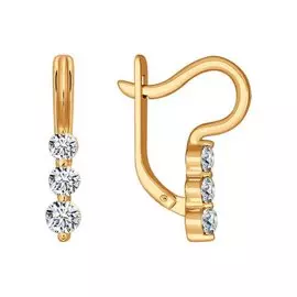 Серьги из красного золота с фианитами 025382