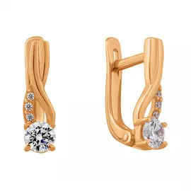 Серьги из красного золота с фианитами 21-1001-11-01