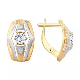 Серьги из красного и белого золота с фианитами 027713