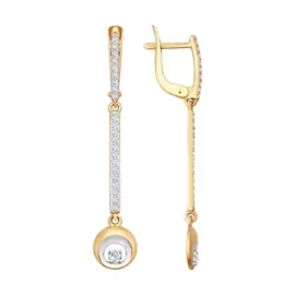 Серьги из красного и белого золота с фианитами 027926