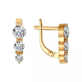 Серьги из красного золота с фианитами 025182