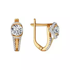 Серьги из красного и белого золота с фианитами 81020140