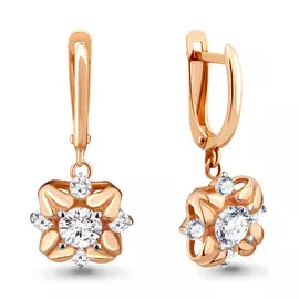 Серьги из красного золота с фианитами 46675