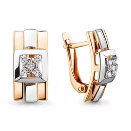 Серьги из красного и белого золота с фианитами 46638