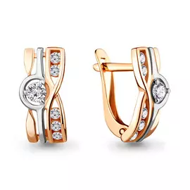 Серьги из красного золота с фианитами 46720А