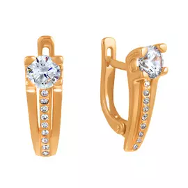 Серьги из красного золота с фианитами 21-0146-11-01