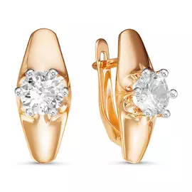 Серьги из красного и белого золота с фианитами 126646