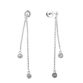 Серьги из серебра с фианитами с родированием И2-466-23-01