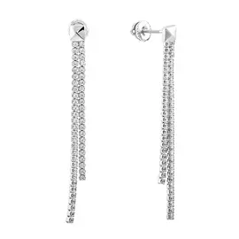 Серьги из серебра с фианитами с родированием И2-470-23-01