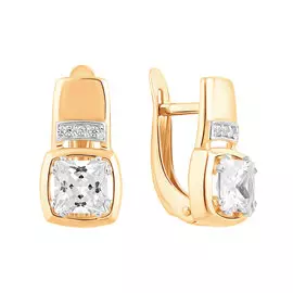 Серьги из красного золота с фианитами с родированием 21-1593-11-01