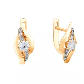 Серьги из красного золота с фианитами 21-0141-11-01