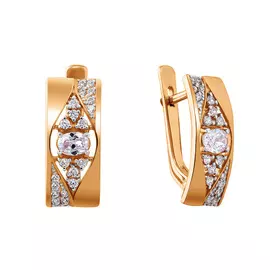 Серьги из красного золота с фианитами 21-0119-11-01