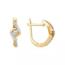 Серьги из красного золота с фианитами 025169