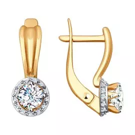 Серьги из желтого золота с фианитами 027931