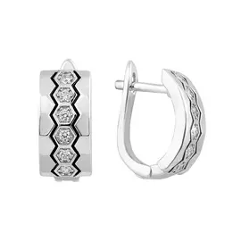 Серьги из серебра с фианитами с родированием И2-069-23-01