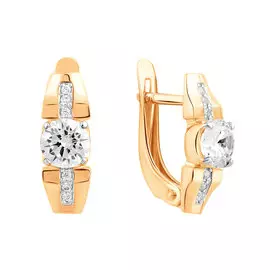 Серьги из красного золота с фианитами 21-1596-11-01