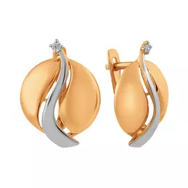 Серьги из красного и белого золота с фианитами 013022-1102