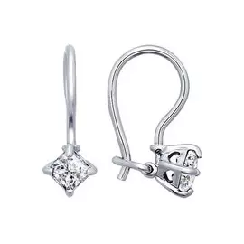 Серьги из серебра с фианитами с родированием 94020581