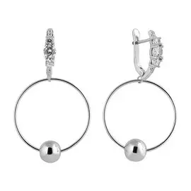 Серьги из серебра с фианитами с родированием И2-650-23-01