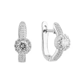 Серьги из серебра с фианитами с родированием И2-464-23-01