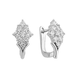 Серьги из серебра с фианитами с родированием И2-447-23-01