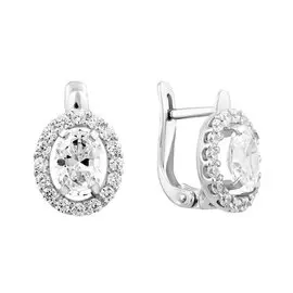 Серьги из серебра с фианитами с родированием 21-0085-23-01