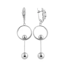 Серьги из серебра с фианитами с родированием И2-644-23-01