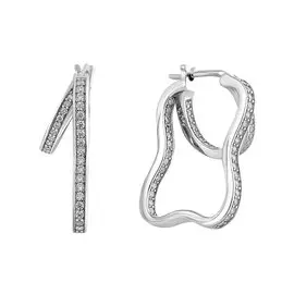 Серьги из серебра с фианитами с родированием И2-176-23-01