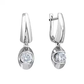 Серьги из серебра с фианитами с родированием 21-0375-23-01