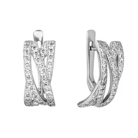 Серьги из серебра с фианитами с родированием 21-0005-23-01