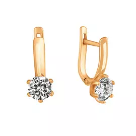 Серьги из красного золота с фианитами 21-0237-11-01