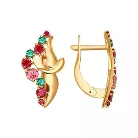 Серьги из красного золота с фианитами 027365