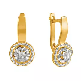 Серьги белого и желтого золота с фианитами 21-0384-19-01-1
