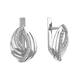 Серьги из белого золота с фианитами 21-0219-12-01