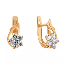 Серьги из красного золота с фианитами 21-0212-11-01