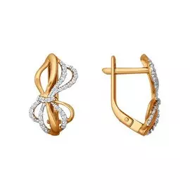 Серьги из красного и белого золота с фианитами 026469