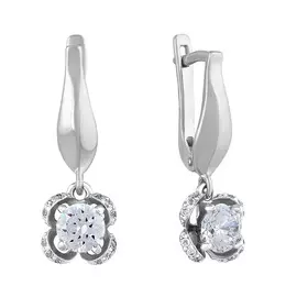 Серьги из белого золота с фианитами 21-0421-12-01