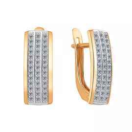 Серьги из красного золота с фианитами 21-1712-11-01