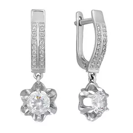 Серьги из белого золота с фианитами 21-0383-12-01