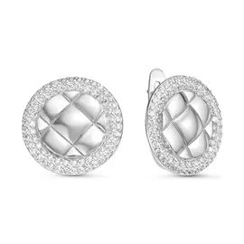 Серьги из серебра с фианитами с родированием с126043