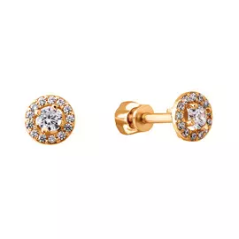 Серьги-пусеты из красного золота с фианитами 21-0783-11-01