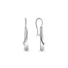 Серьги из серебра с фианитами с родированием 46810А