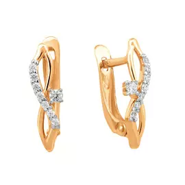 Серьги из красного золота с фианитами 21-1266-11-01