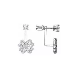 Серьги из серебра с фианитами с родированием 94021318