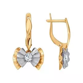 Серьги из красного и белого золота с фианитами 026996