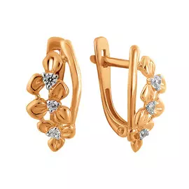 Серьги из красного золота с фианитами 012972-1102