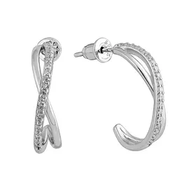 Серьги из серебра с фианитами с родированием И2-908-23-01