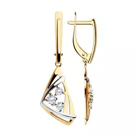 Серьги из красного и белого золота с фианитами 028259