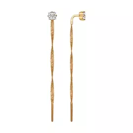 Серьги из красного золота с фианитами 026509